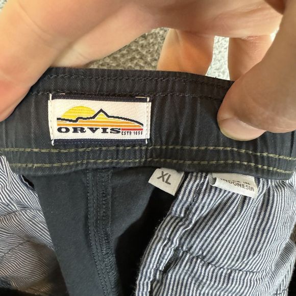 Orvis Shorts Mens XL Black Chino Elastic Waist Cotton Stretch Drawstring - Picture 5 of 6